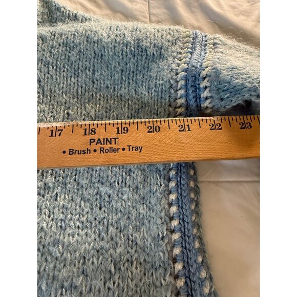 VTG Handmade Wool Blend crochet chunky knit duffel coat hoodie Toggle Warm Lg - Picture 8 of 12